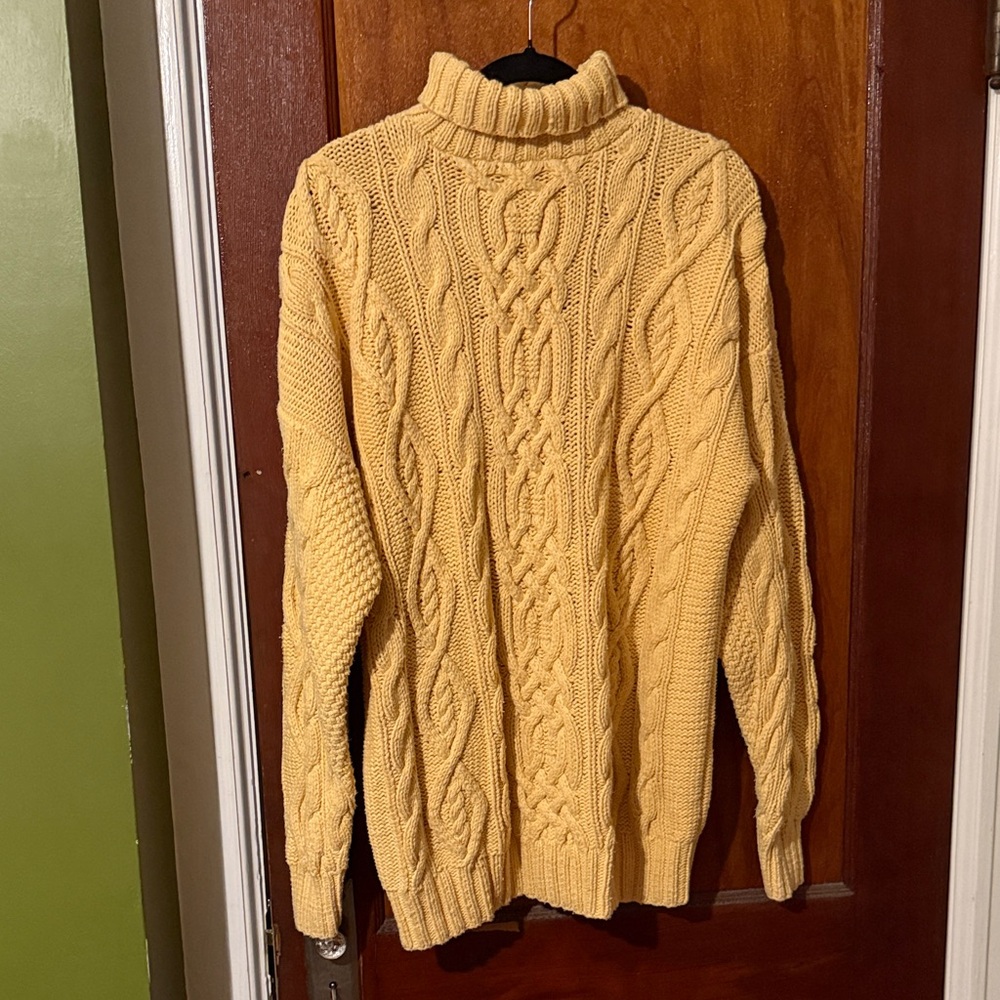 Cozy Cable Knit Turtleneck Sweater - Yellow